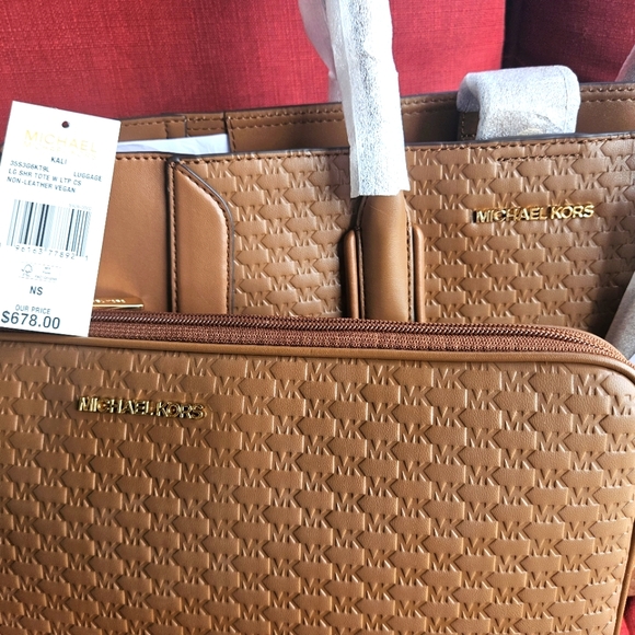 Michael Kors Kali Large Shoulder Tote W/ Laptop Case Vegan Leather Luggage - Picture 3 of 14